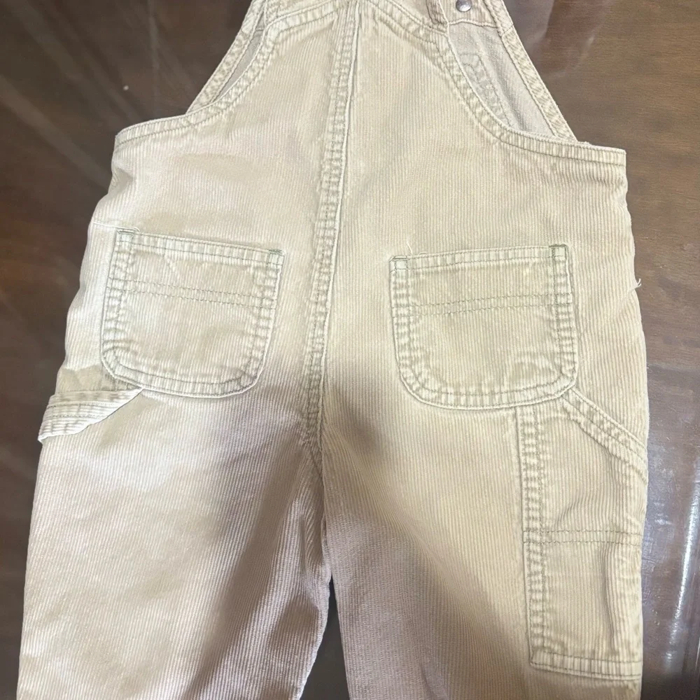 Beige Corduroy Kids Overalls